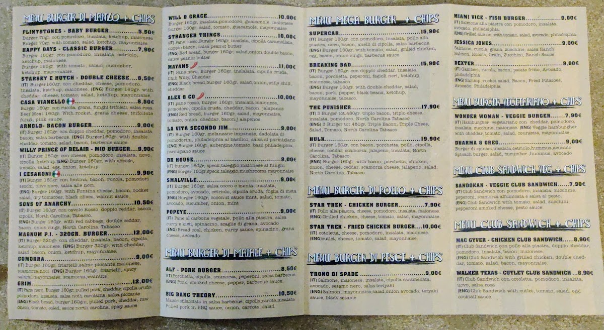 Menu Willy's Burger - Hamburgher A Tema Serie Tv-2