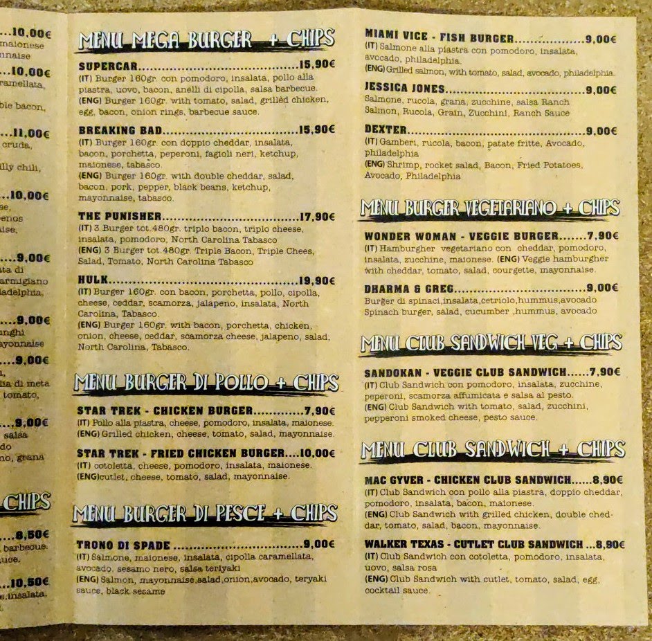 Menu Willy's Burger - Hamburgher A Tema Serie Tv-3