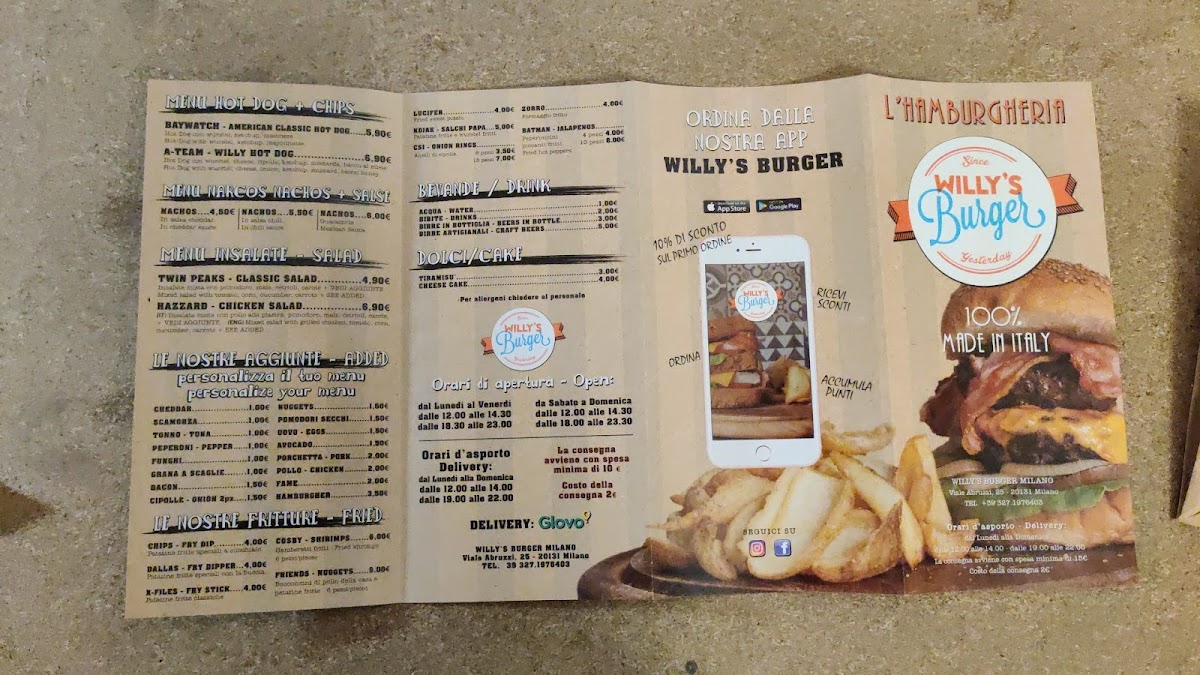 Menu Willy's Burger - Hamburgher A Tema Serie Tv-4